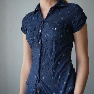 Button up H&M shirt anchor pattern